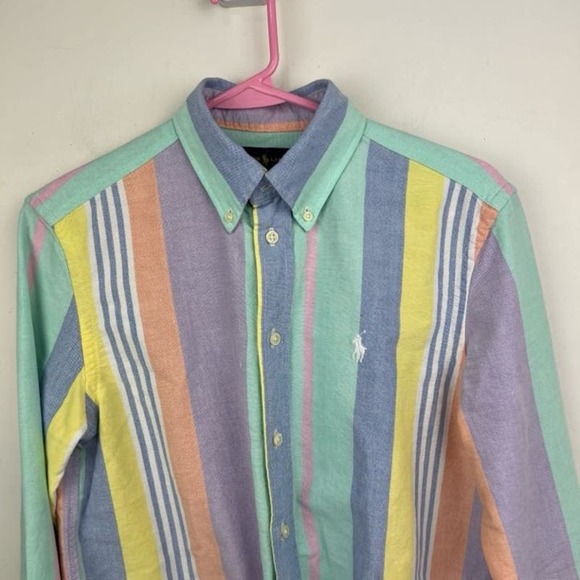 Ralph Lauren Colorful striped button up tie front Easter dress shirt Womens xs - Picture 2 of 7